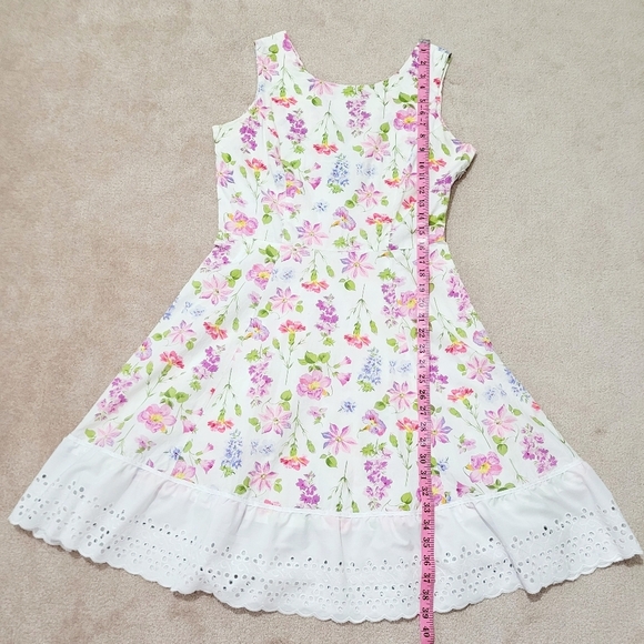 Vintage Victoria Holley dress 100% Cotton Size 10 lovely floral lace side zip - Picture 7 of 10